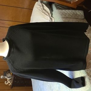 L.L. Bean Vtg Black Mock Roll Neck Raglan Cotton Sweater
